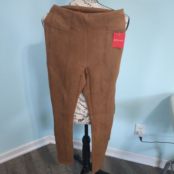 Spanx Faux Suede Leggings Women’s extra small Rich Caramel NWT - Picture 1 of 5